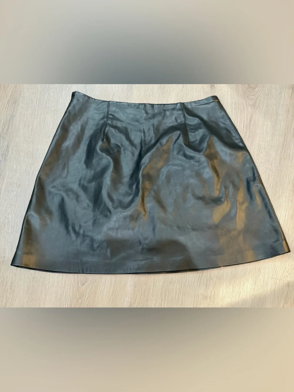 Topshop Black Faux Leather A-Line Mini Skirt